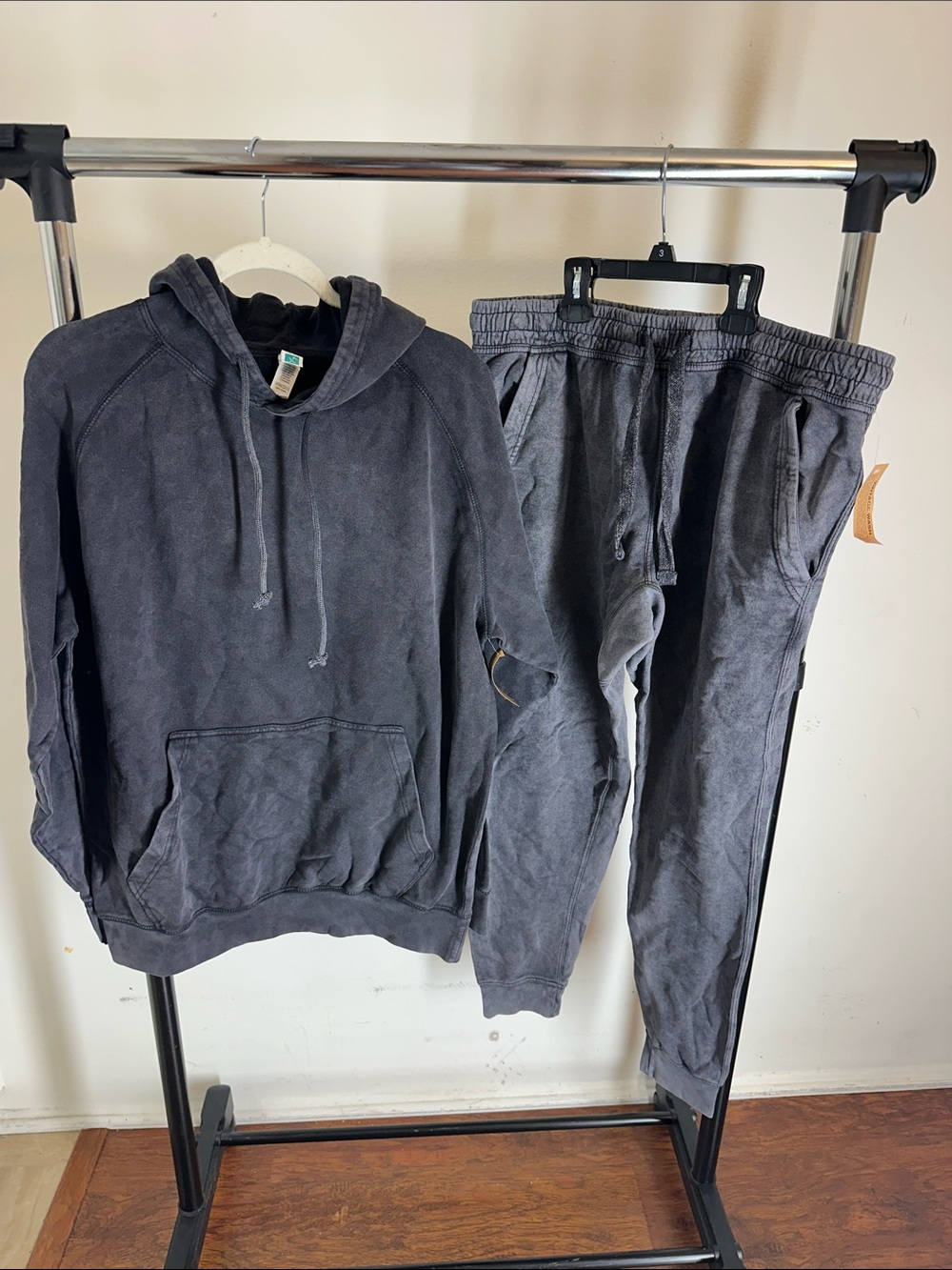 Man Charcoal Wash Hoodie & Joggers Set - Unbranded